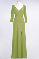 Popular Spandex Long-Sleeves Burgundy Bridesmaid Dresses with Side-Slit-27dress